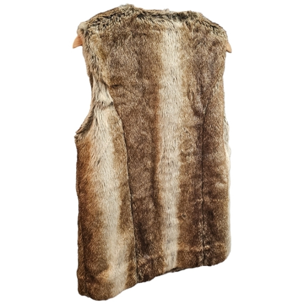 Lucky Brand Boho Faux Fur Sleeveless Open Front Vest Size Medium Pockets Soft - Picture 7 of 10